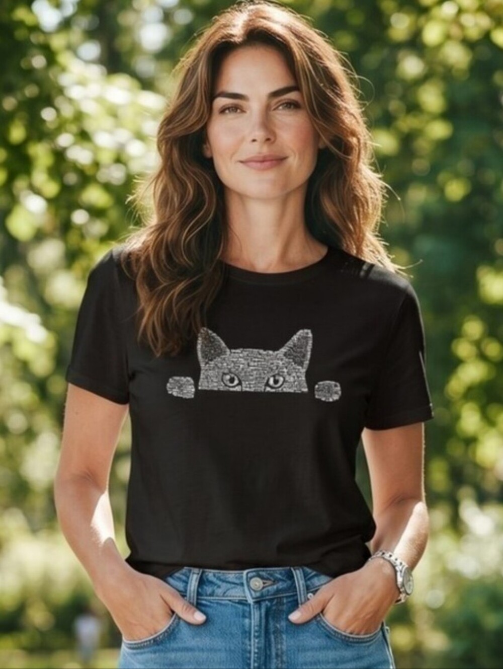 LA Pop Art Peeking Cat "Meow" Graphic T-Shirt, BUY NOW PRICING, NWT